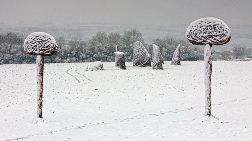 Land-art installatie "Les ancêtres" (Heuvelland, België)