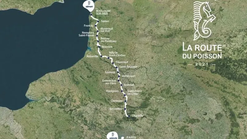 Traject van de Visroute. (c) Route du Poisson.